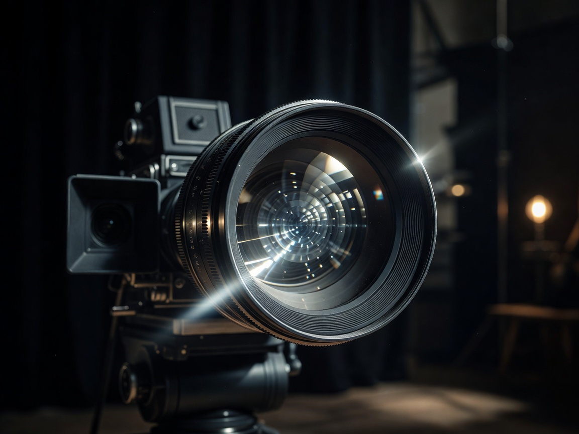Cinematic lens reflecting film lighting representing Honig im Kopf
