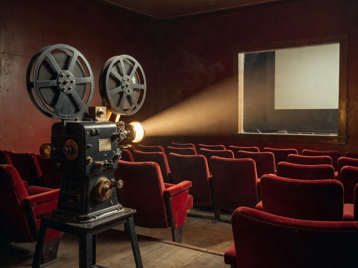 Film projector throwing light cone in theater representing Otto – Der Film